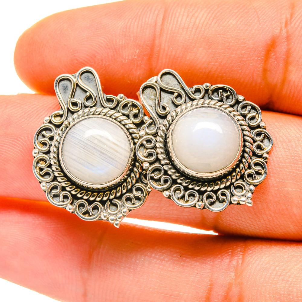 Rainbow Moonstone Earrings handcrafted by Anasilvercos - EARR418338