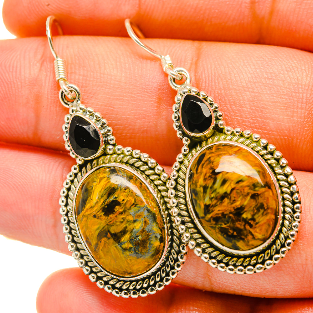 Golden Pietersite Earrings handcrafted by Anasilvercos - EARR418339