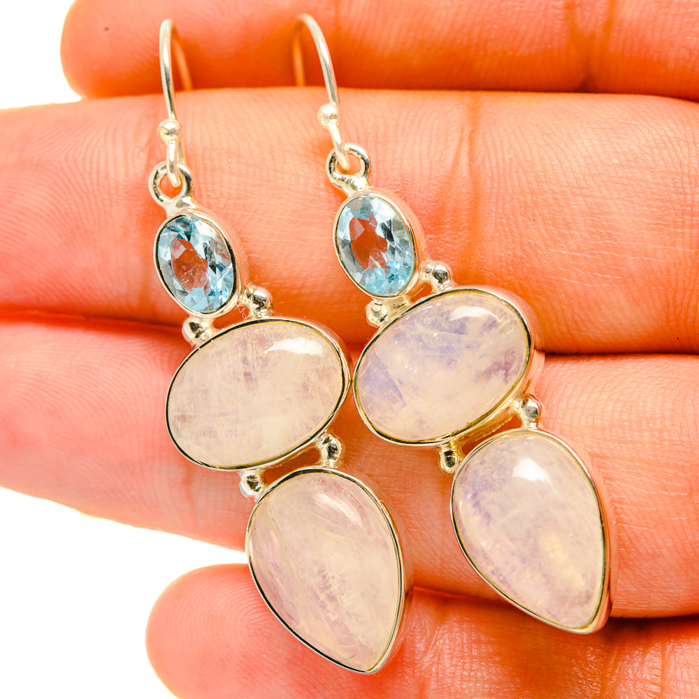 Rainbow Moonstone Earrings handcrafted by Anasilvercos - EARR418341