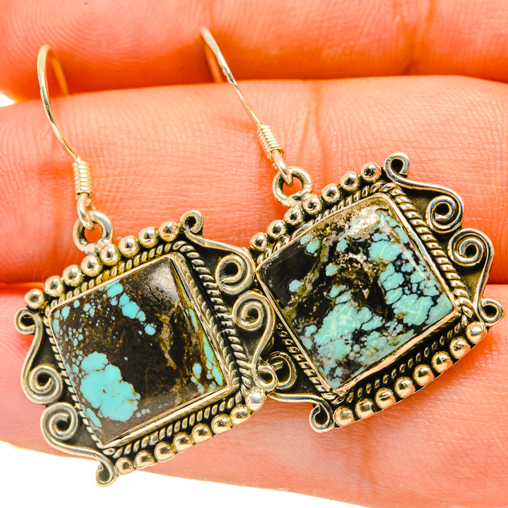 Tibetan Turquoise Earrings handcrafted by Anasilvercos - EARR418345