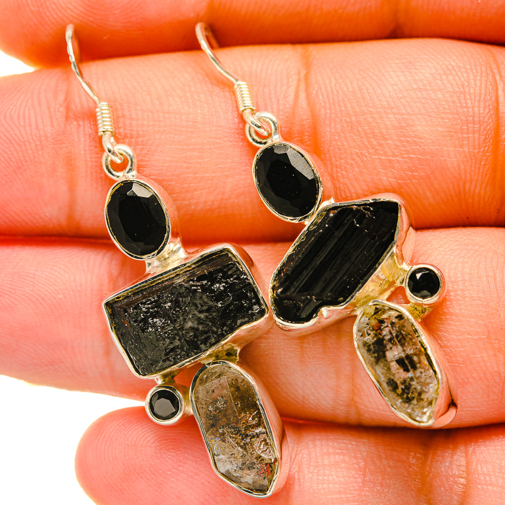 Black Tourmaline Earrings handcrafted by Anasilvercos - EARR418346