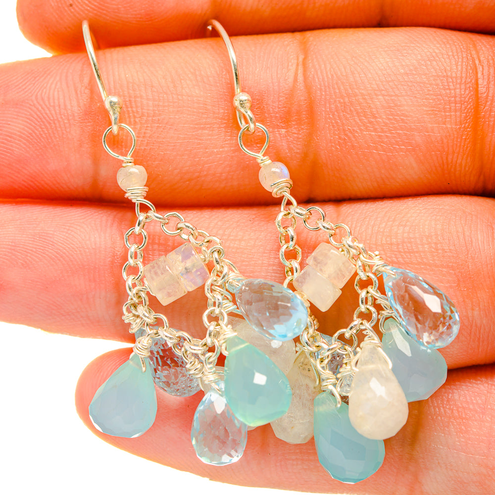 Aqua Chalcedony Earrings handcrafted by Anasilvercos - EARR418356