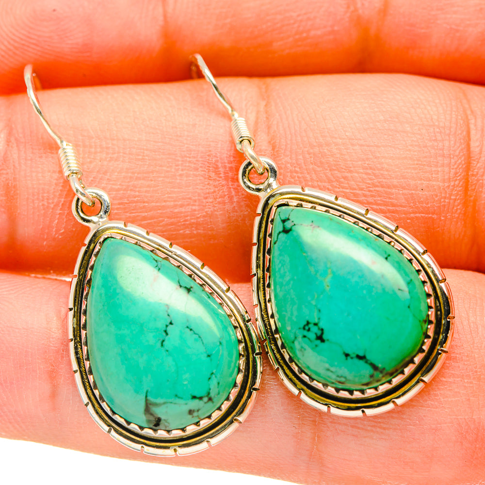 Tibetan Turquoise Earrings handcrafted by Anasilvercos - EARR418364