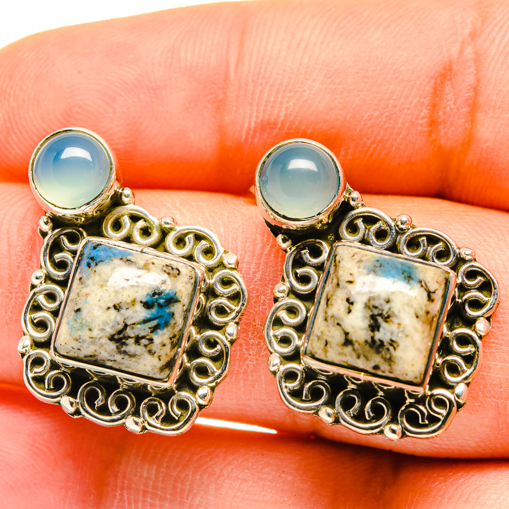 K2 Blue Azurite Earrings handcrafted by Anasilvercos - EARR418379