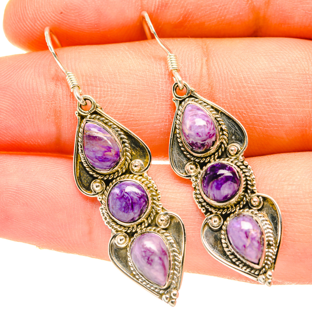 Charoite Earrings handcrafted by Anasilvercos - EARR418384