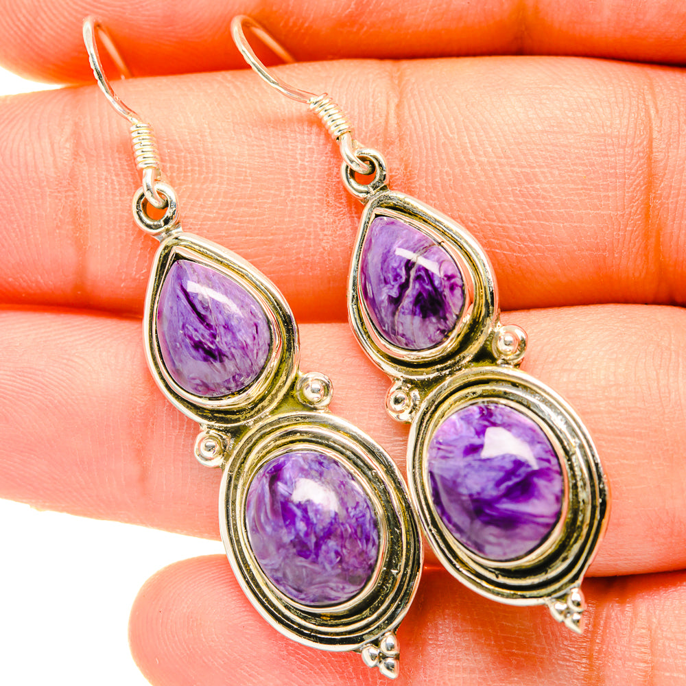 Charoite Earrings handcrafted by Anasilvercos - EARR418386