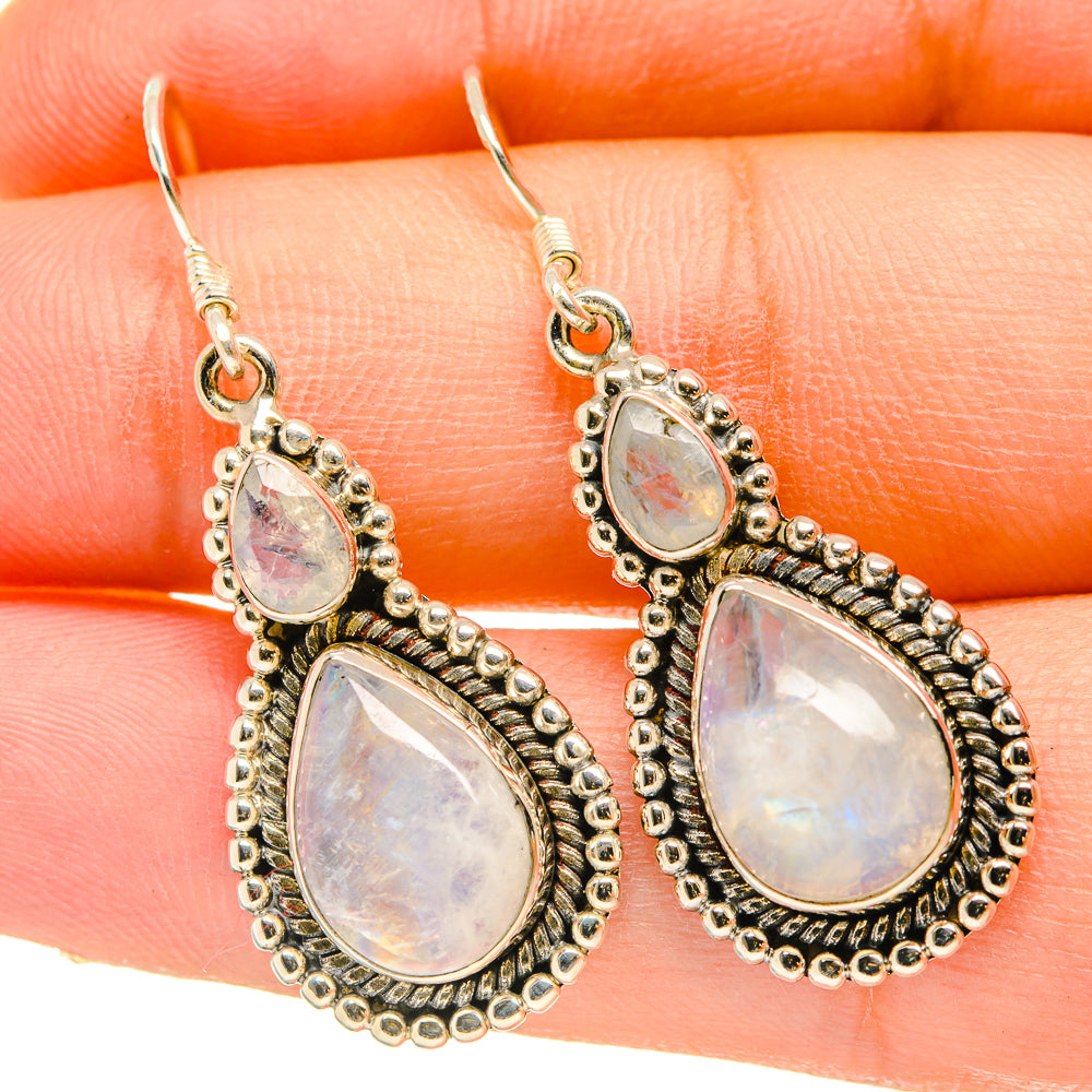 Rainbow Moonstone Earrings handcrafted by Anasilvercos - EARR418393