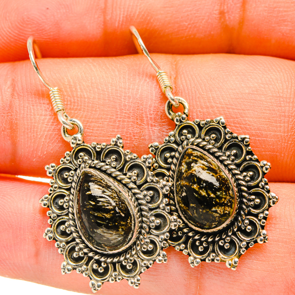Golden Seraphinite Earrings handcrafted by Anasilvercos - EARR418398