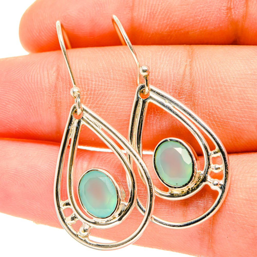 Aqua Chalcedony Earrings handcrafted by Anasilvercos - EARR418408