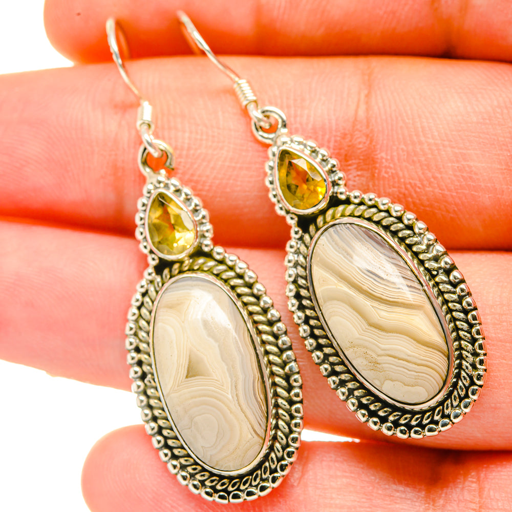 Laguna Lace Agate Earrings handcrafted by Anasilvercos - EARR418433