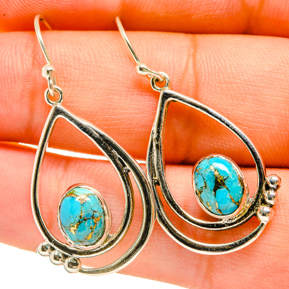 Blue Copper Composite Turquoise Earrings handcrafted by Anasilvercos - EARR418438
