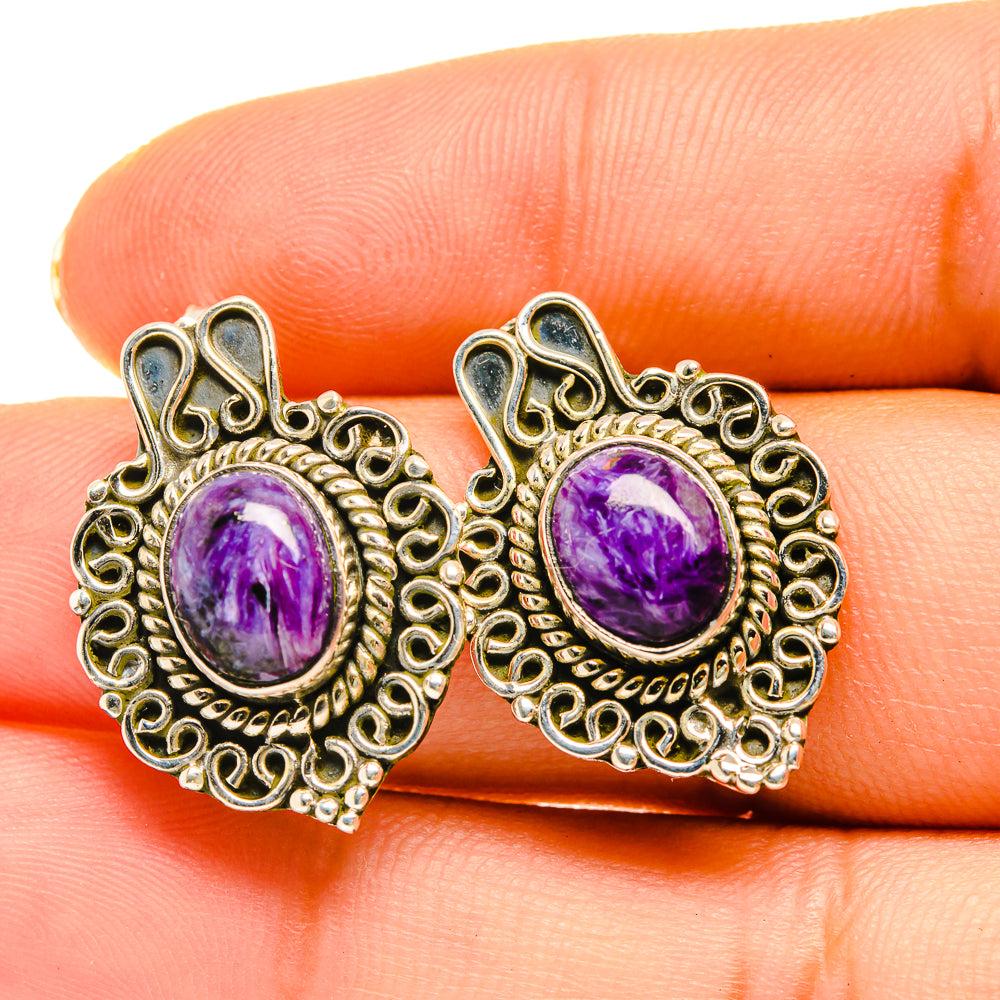 Charoite Earrings handcrafted by Anasilvercos - EARR418440