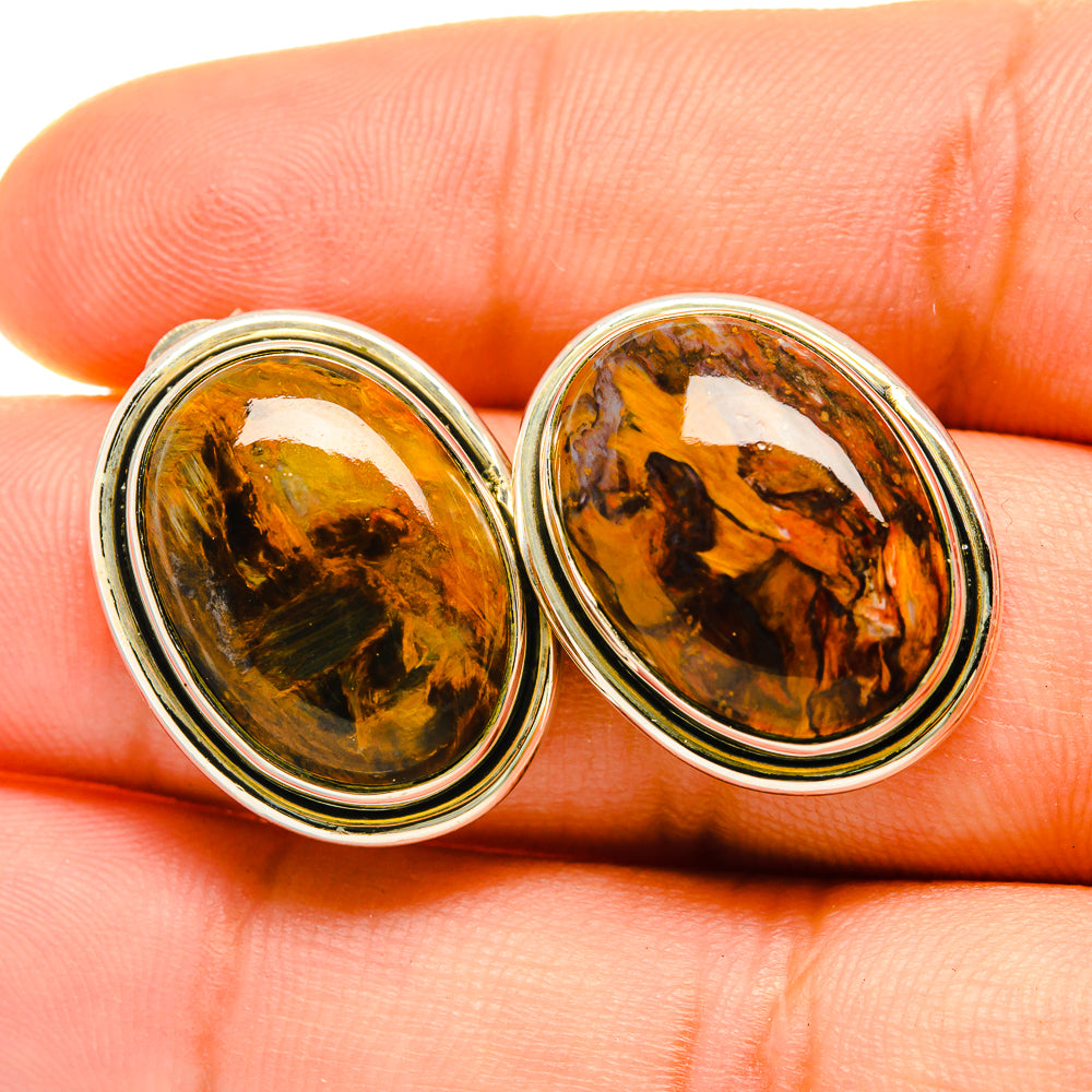 Golden Pietersite Earrings handcrafted by Anasilvercos - EARR418449