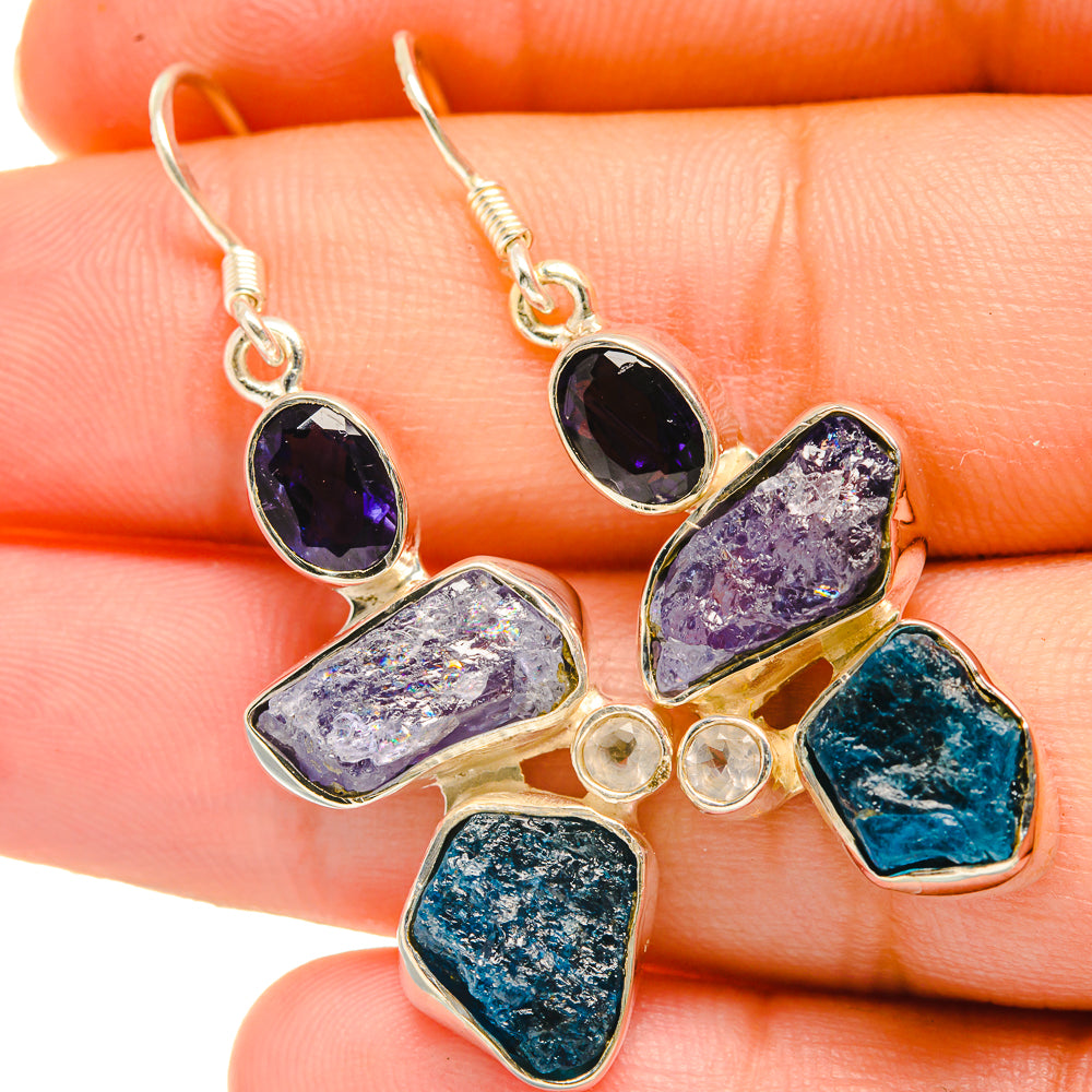 Blue Fluorite Earrings handcrafted by Anasilvercos - EARR418471