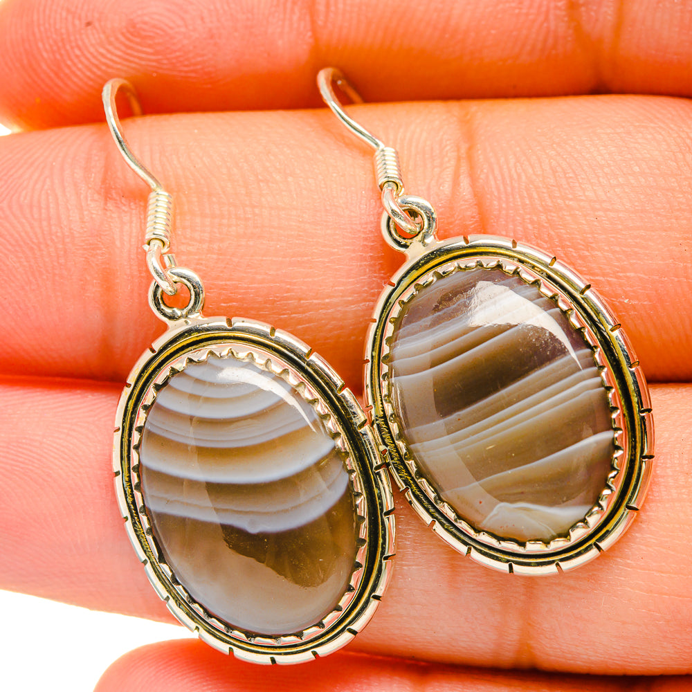 Botswana Agate Earrings handcrafted by Anasilvercos - EARR418473