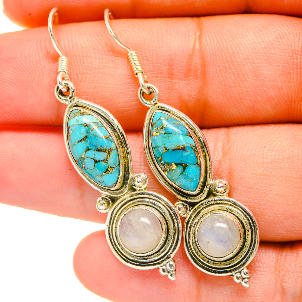 Blue Copper Composite Turquoise Earrings handcrafted by Anasilvercos - EARR418476