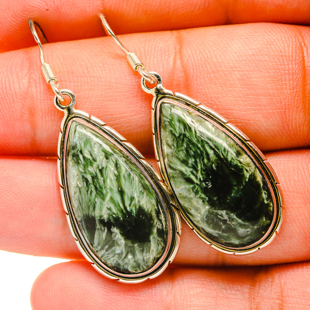 Seraphinite Earrings handcrafted by Anasilvercos - EARR418482