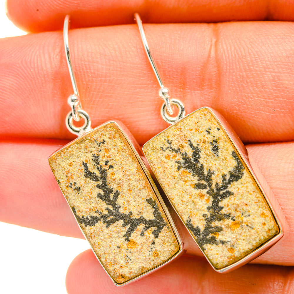 Germany Psilomelane Dendrite Earrings handcrafted by Anasilvercos - EARR418484