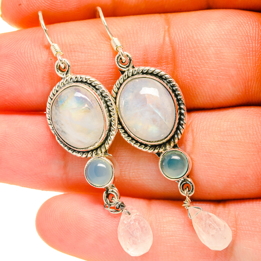 Rainbow Moonstone Earrings handcrafted by Anasilvercos - EARR418486