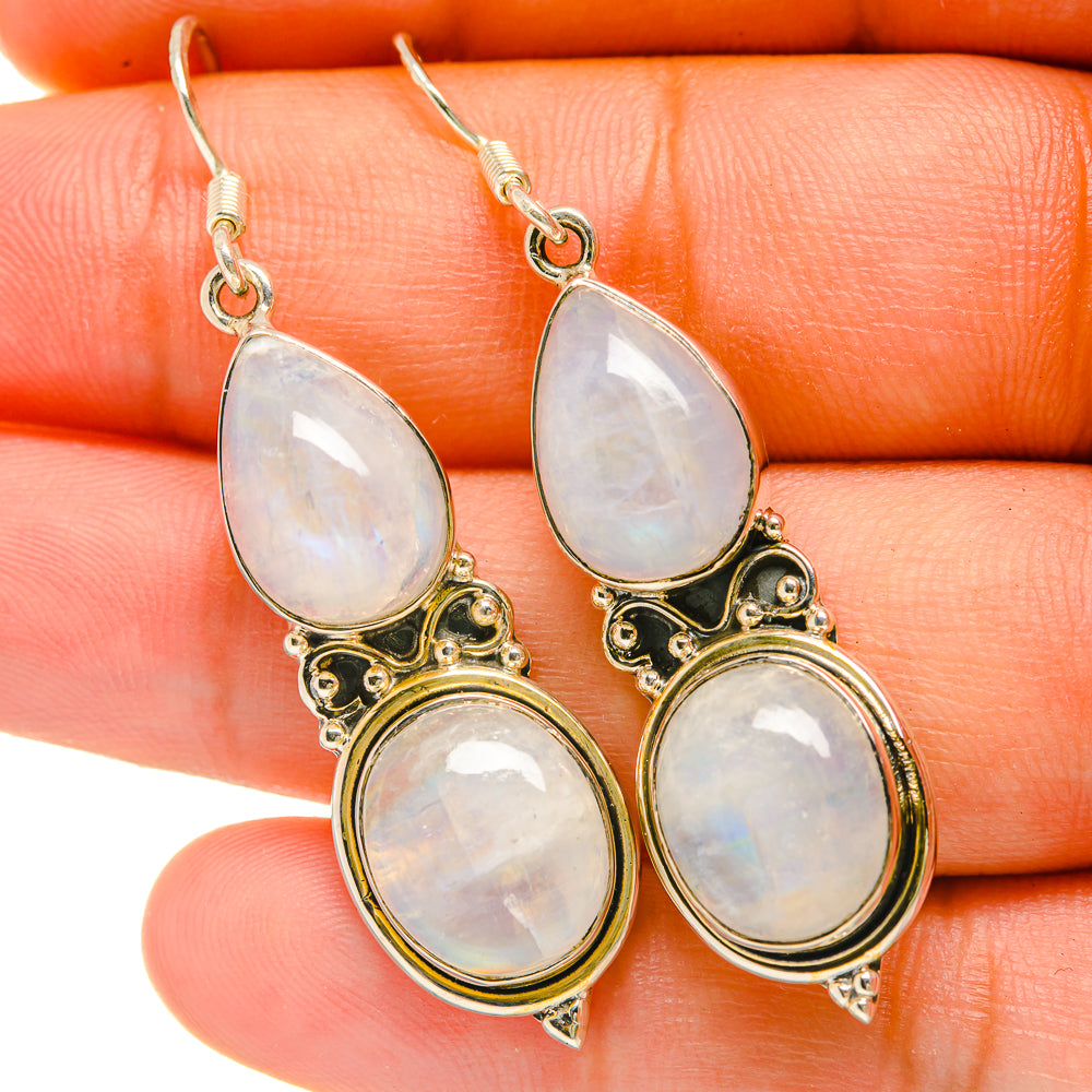 Rainbow Moonstone Earrings handcrafted by Anasilvercos - EARR418494