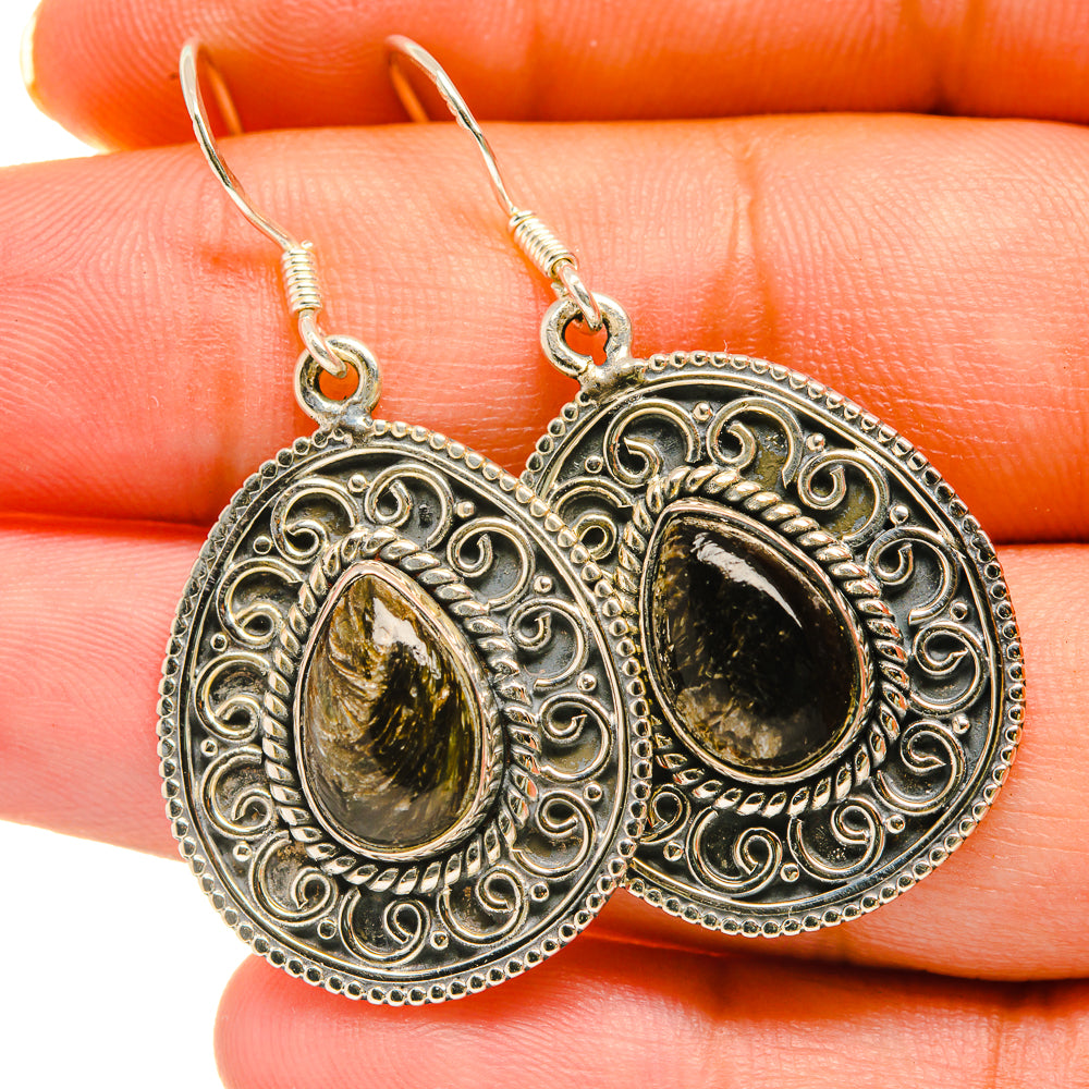 Golden Seraphinite Earrings handcrafted by Anasilvercos - EARR418495