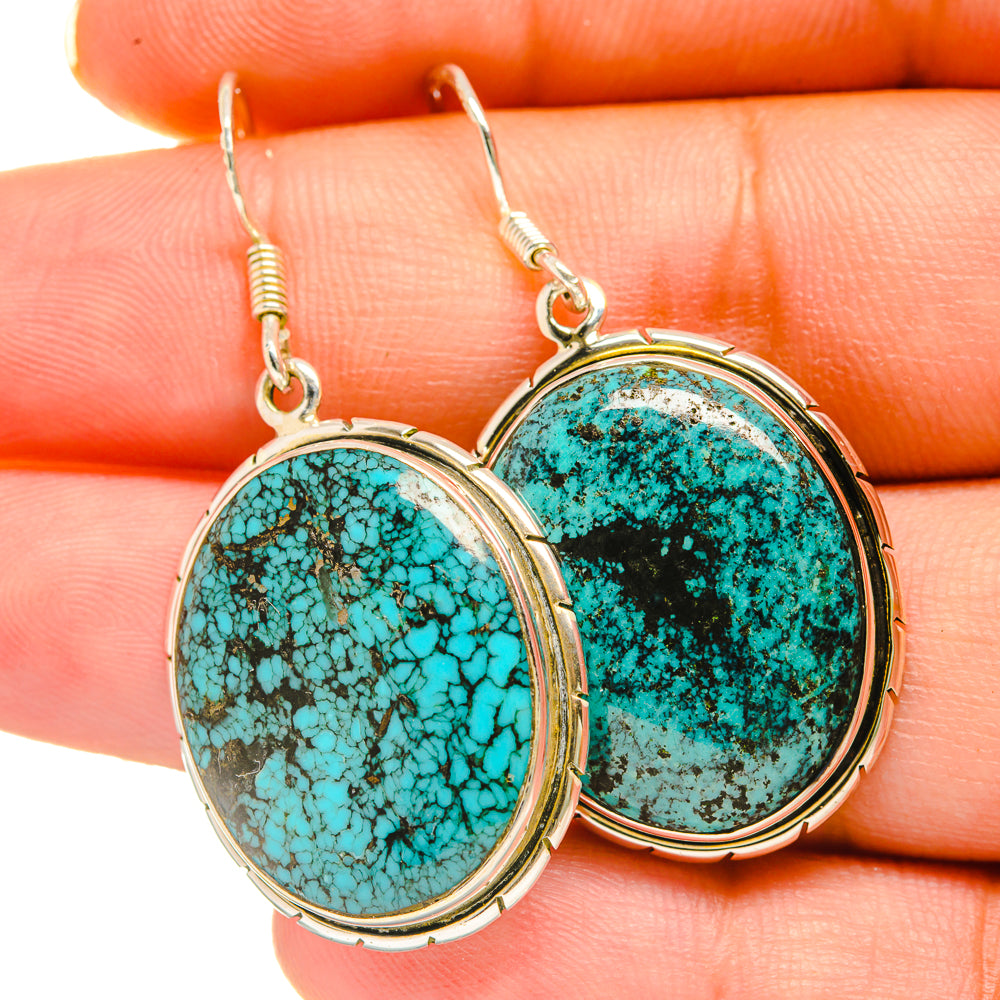 Tibetan Turquoise Earrings handcrafted by Anasilvercos - EARR418496