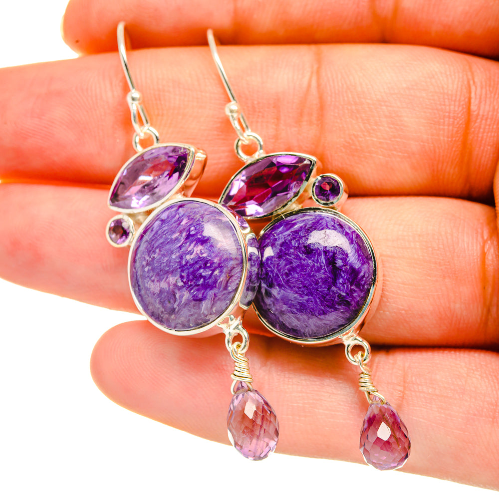 Charoite Earrings handcrafted by Anasilvercos - EARR418505
