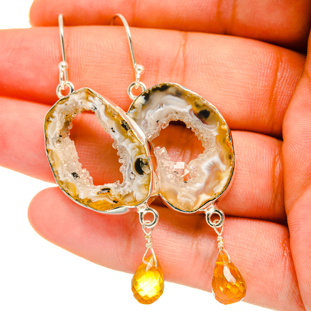 Coconut Geode Druzy Earrings handcrafted by Anasilvercos - EARR418510