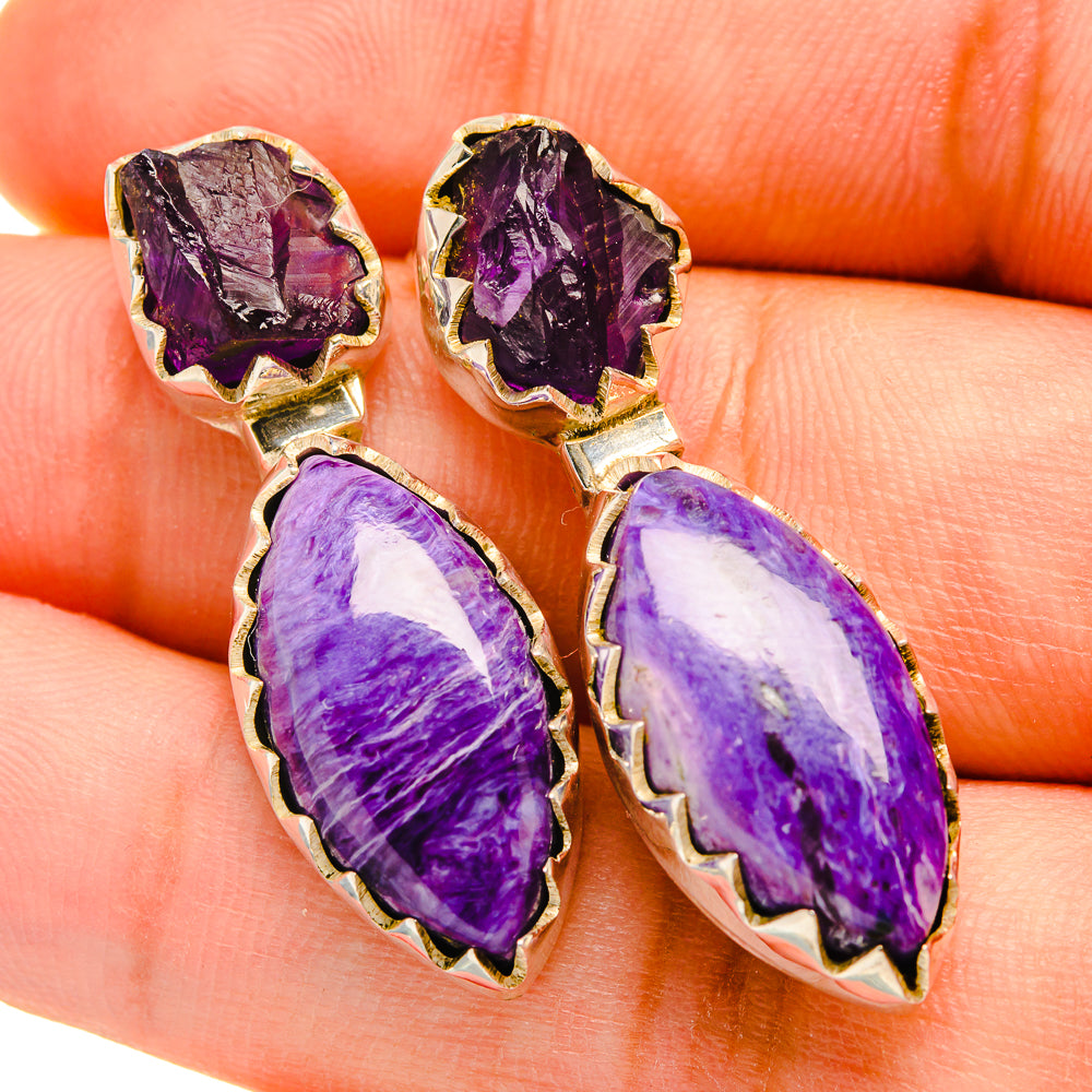 Charoite Earrings handcrafted by Anasilvercos - EARR418523