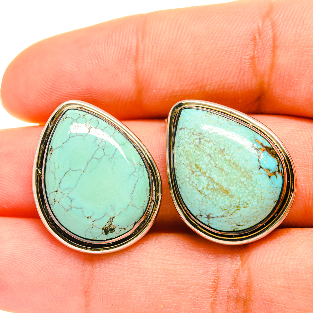 Tibetan Turquoise Earrings handcrafted by Anasilvercos - EARR418527