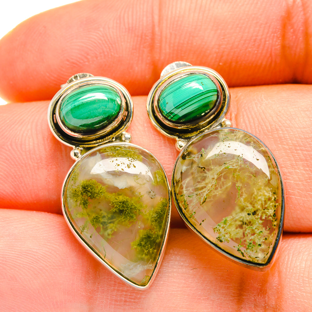 Green Moss Agate Earrings handcrafted by Anasilvercos - EARR418530