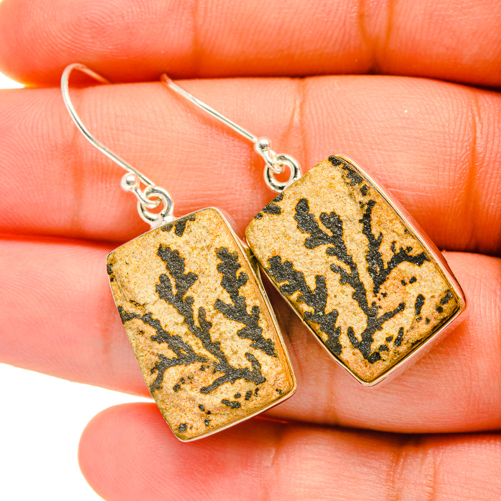 Germany Psilomelane Dendrite Earrings handcrafted by Anasilvercos - EARR418554