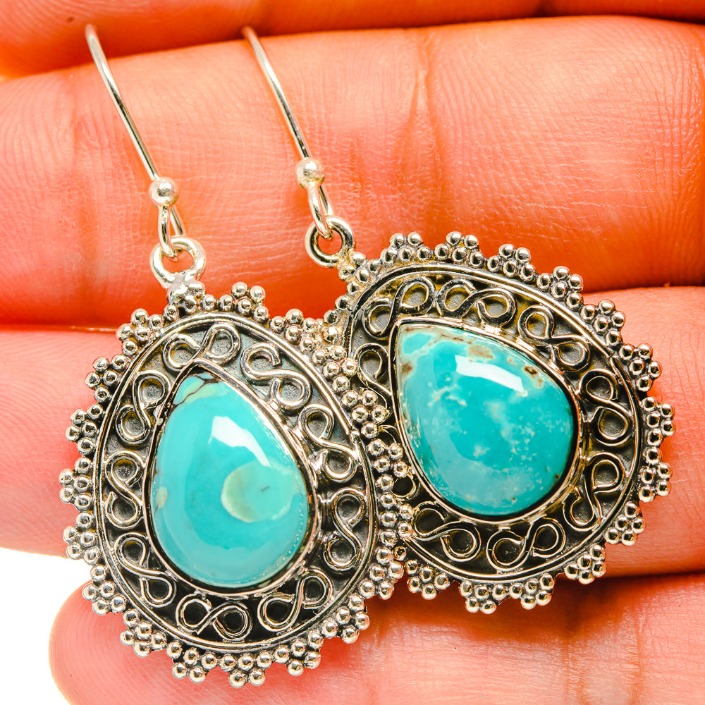 Tibetan Turquoise Earrings handcrafted by Anasilvercos - EARR418566