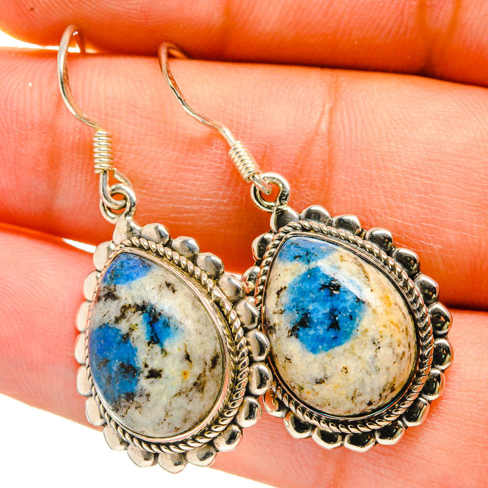 K2 Blue Azurite Earrings handcrafted by Anasilvercos - EARR418576
