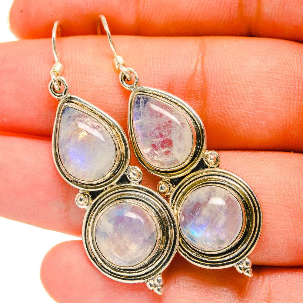Rainbow Moonstone Earrings handcrafted by Anasilvercos - EARR418579
