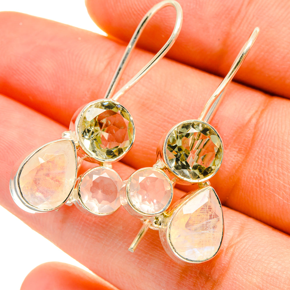 Rainbow Moonstone Earrings handcrafted by Anasilvercos - EARR418584
