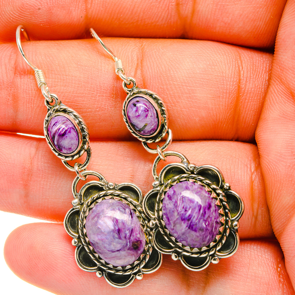 Charoite Earrings handcrafted by Anasilvercos - EARR418585