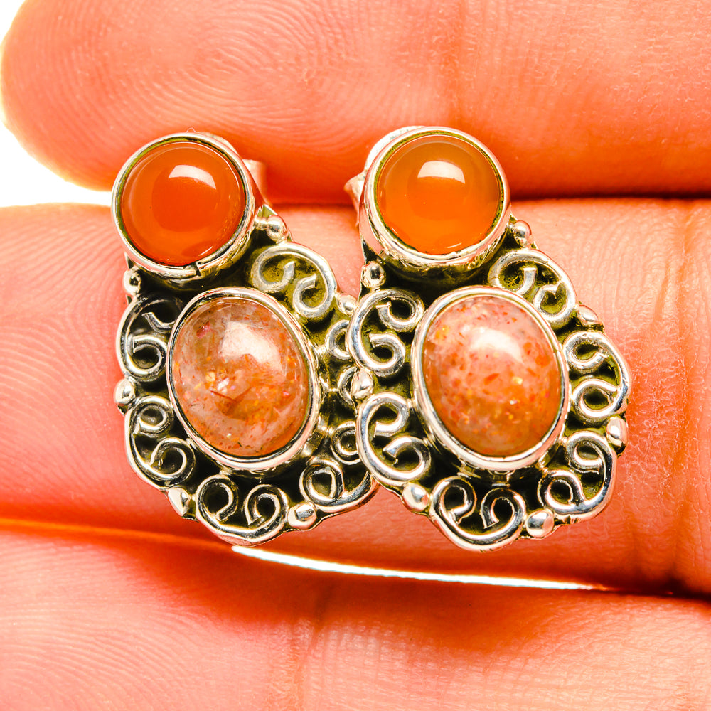 Sunstone Earrings handcrafted by Anasilvercos - EARR418600