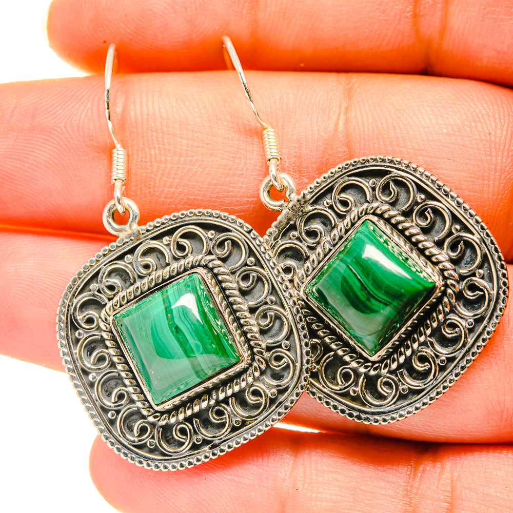 Malachite Earrings handcrafted by Anasilvercos - EARR418602