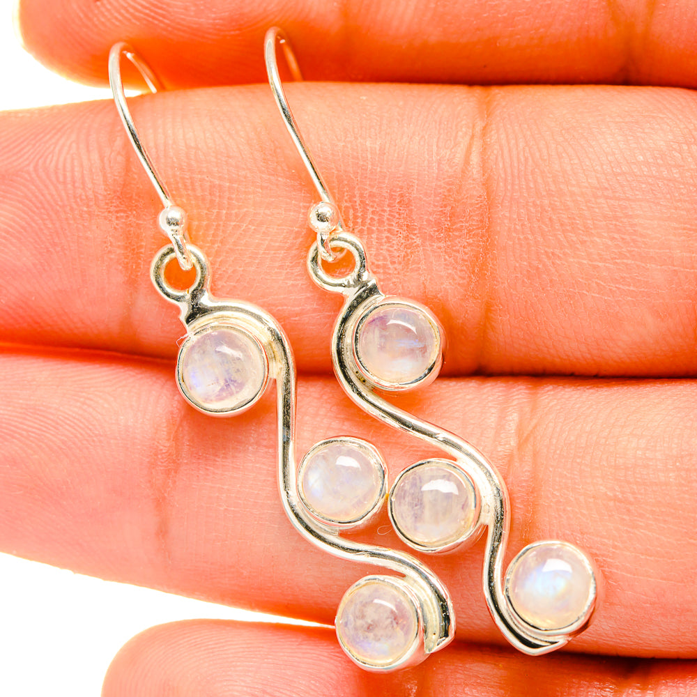 Rainbow Moonstone Earrings handcrafted by Anasilvercos - EARR418611