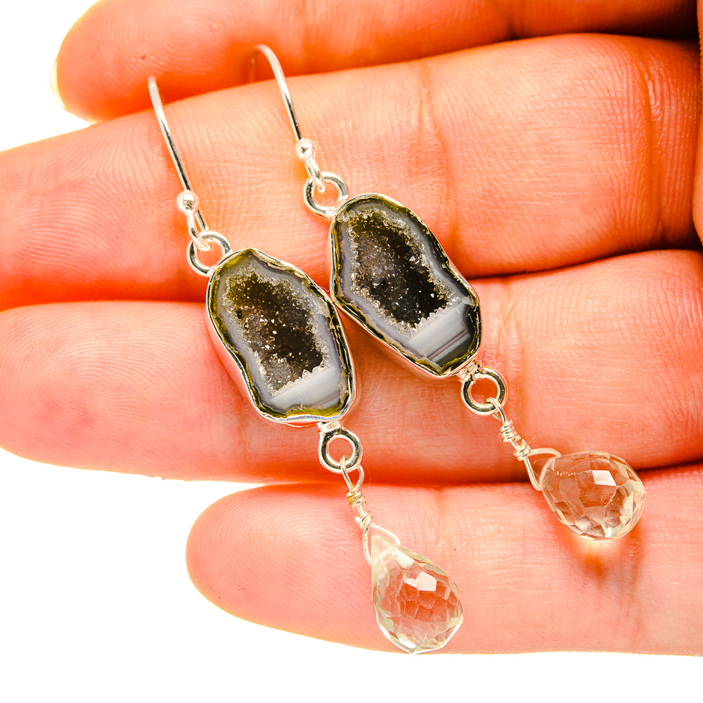 Coconut Geode Druzy Earrings handcrafted by Anasilvercos - EARR418613