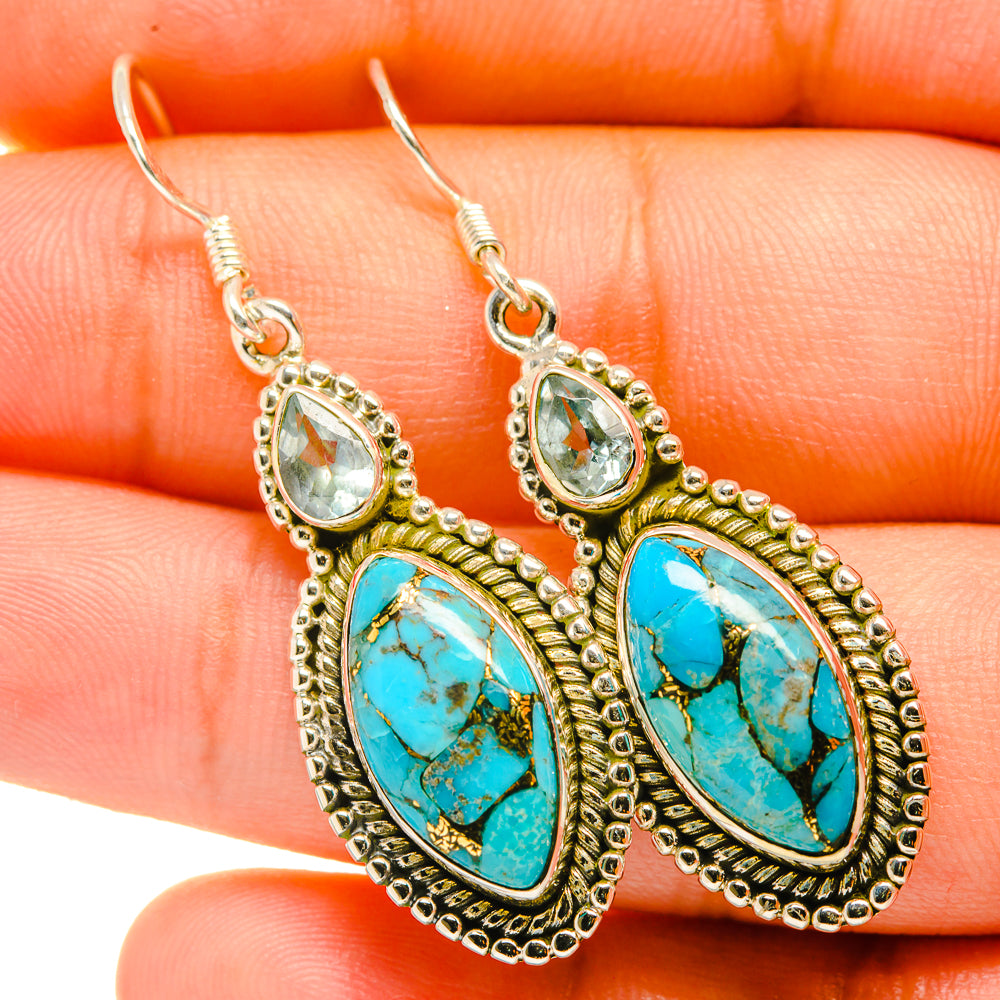 Blue Copper Composite Turquoise Earrings handcrafted by Anasilvercos - EARR418639