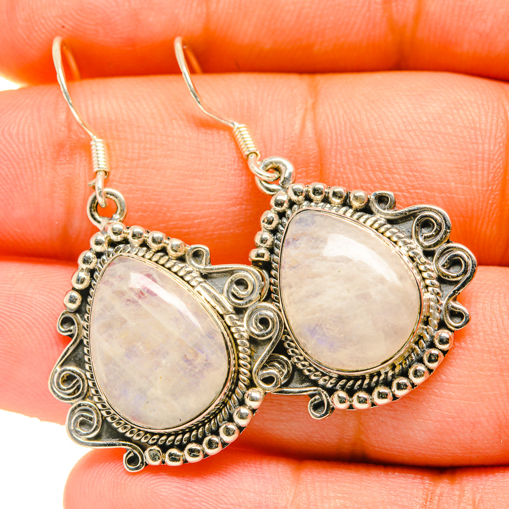 Rainbow Moonstone Earrings handcrafted by Anasilvercos - EARR418645