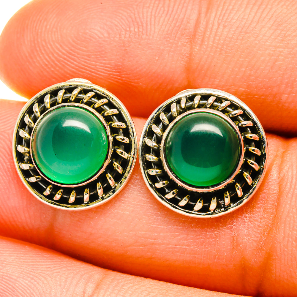 Green Onyx Earrings handcrafted by Anasilvercos - EARR418648