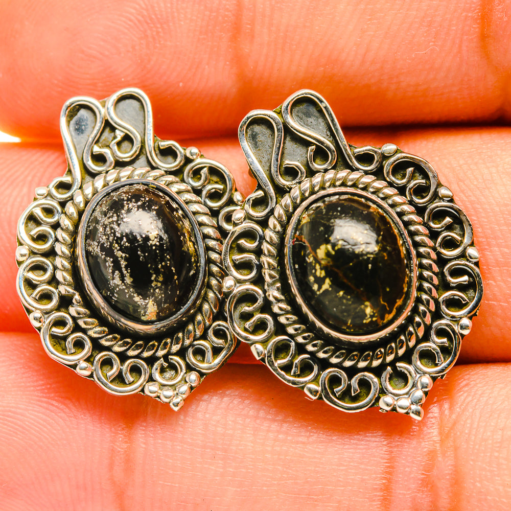 Golden Seraphinite Earrings handcrafted by Anasilvercos - EARR418655