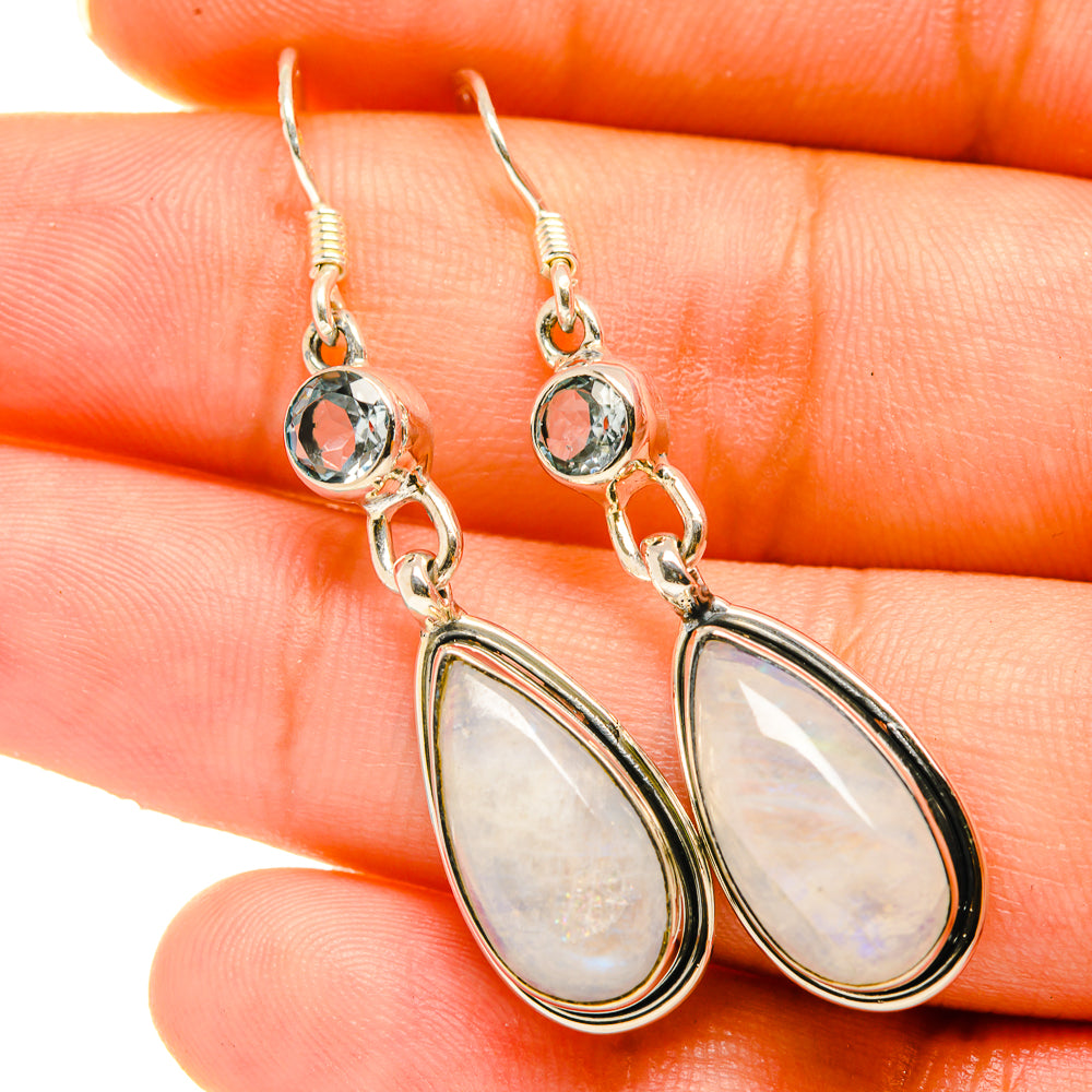 Rainbow Moonstone Earrings handcrafted by Anasilvercos - EARR418659