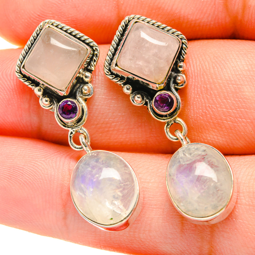 Rainbow Moonstone Earrings handcrafted by Anasilvercos - EARR418705