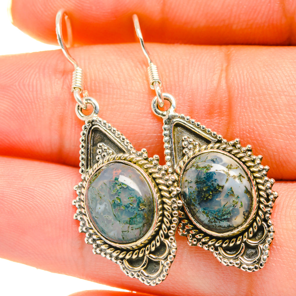 Green Moss Agate Earrings handcrafted by Anasilvercos - EARR418706