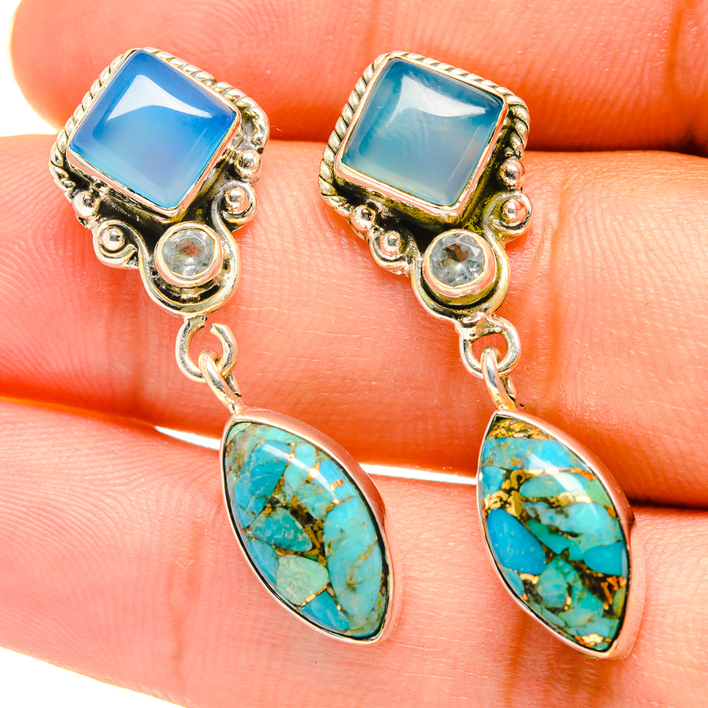 Blue Copper Composite Turquoise Earrings handcrafted by Anasilvercos - EARR418715