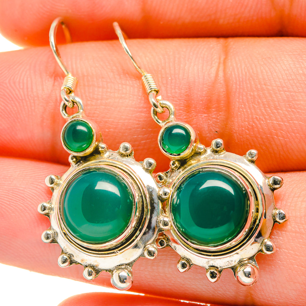Green Onyx Earrings handcrafted by Anasilvercos - EARR418722
